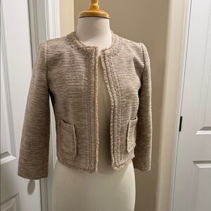 Frenchi Beige Bouclé Open-Front Blazer Jacket